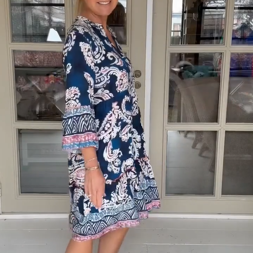 Viloura™ | Kjole med V-udskæring og Blomsterprint