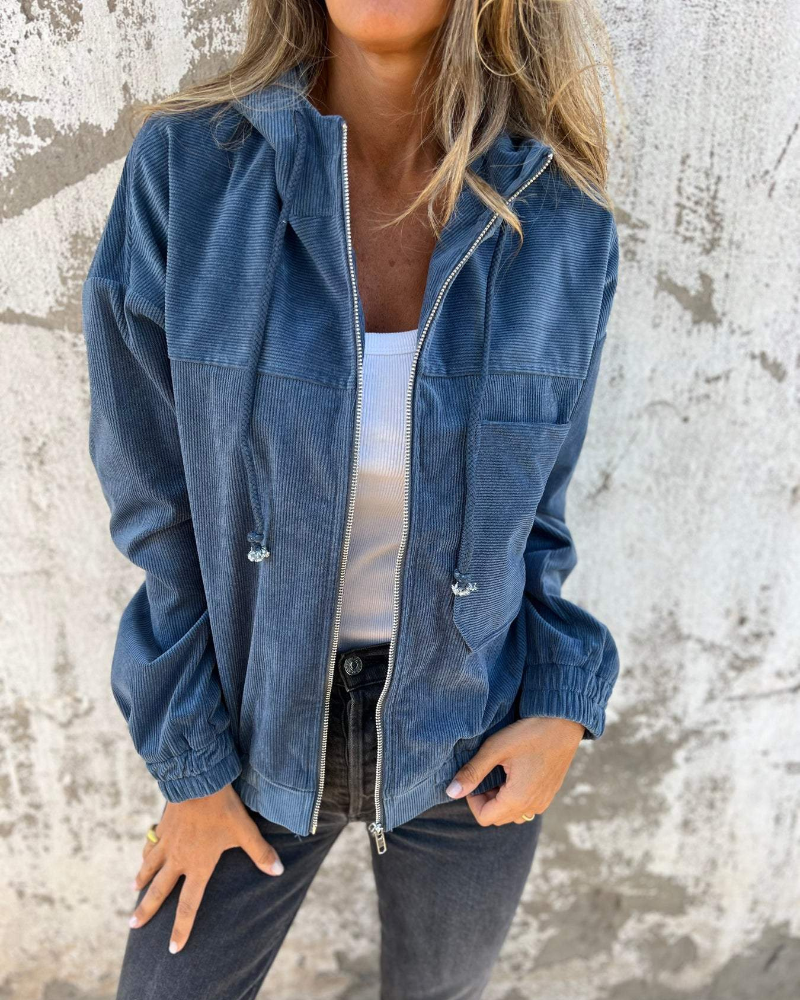 Ella™ | Corduroy hættejakke med lynlås