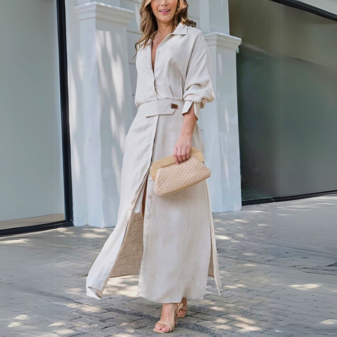 Jeanette™ | Elegant maxikjole med V-hals