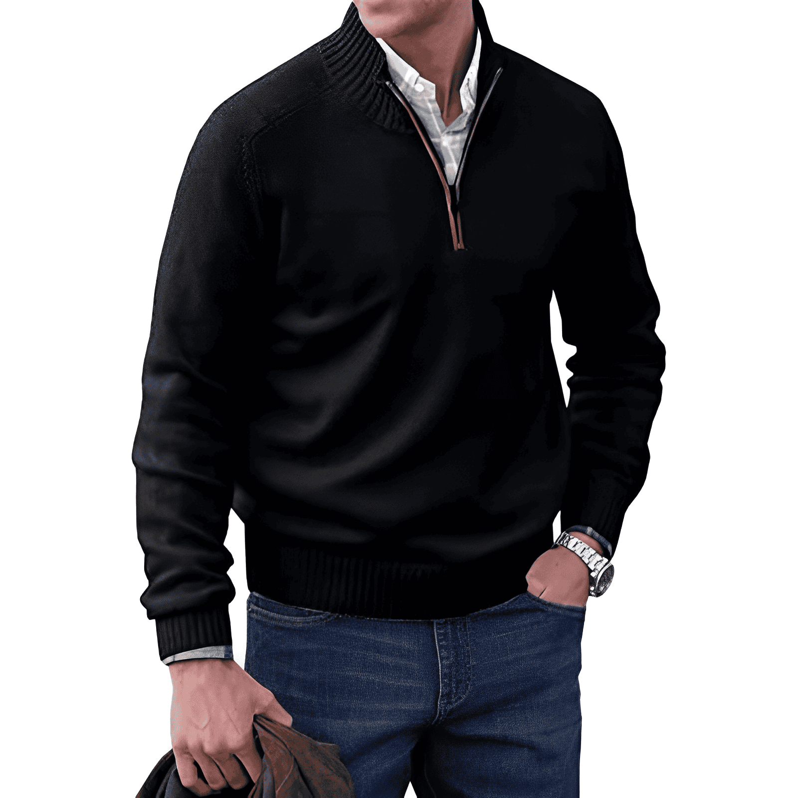 Kasper | Elegant cashmere sweater med lynlås