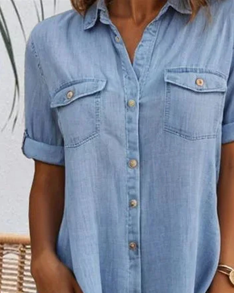Rianne™ | Elegant vintage kjole med korte ærmer, krave og knapper